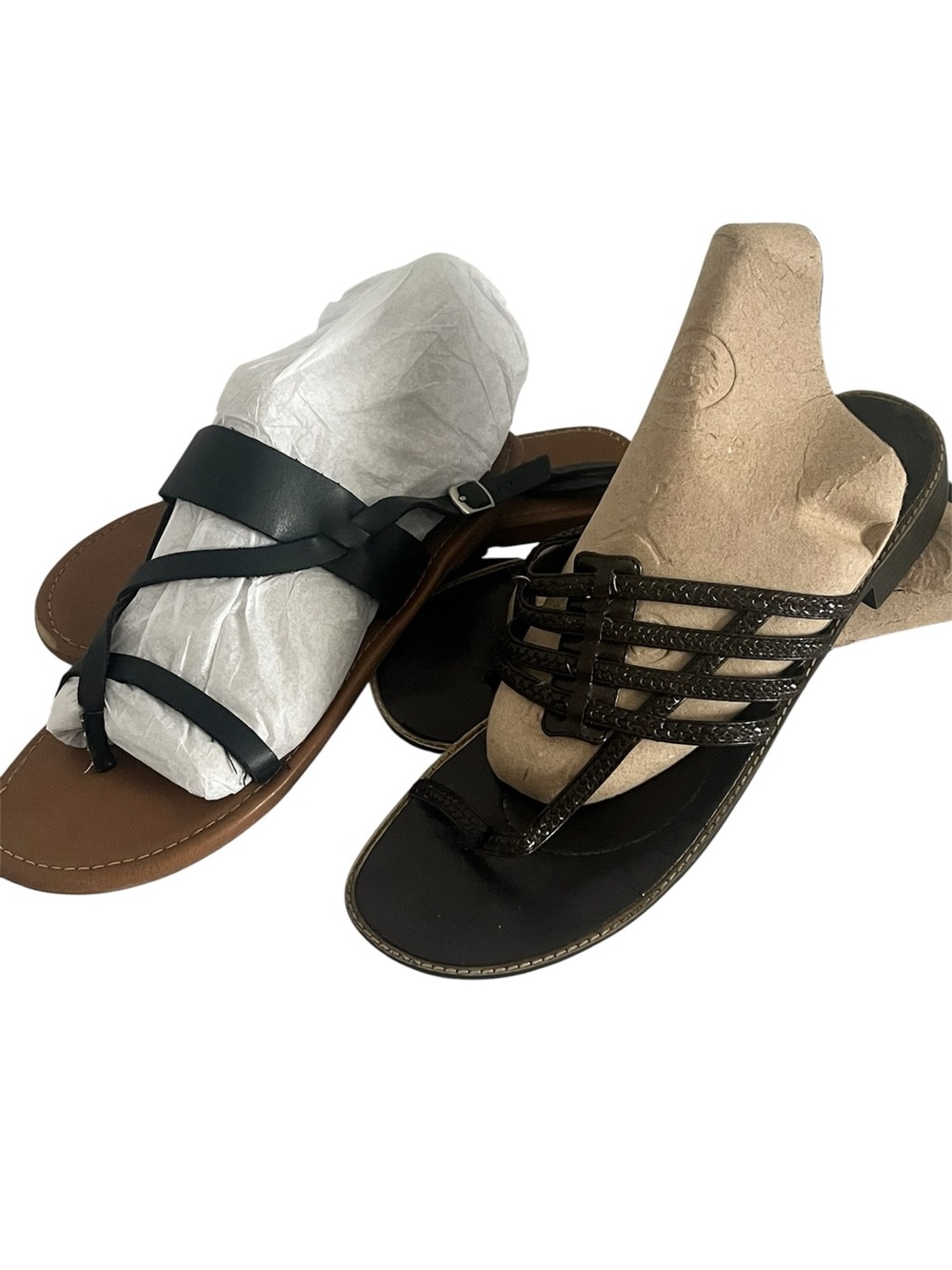 Arizona Jean Company Black and Cato Black  Strappy Slide Sandals Women's size 10
